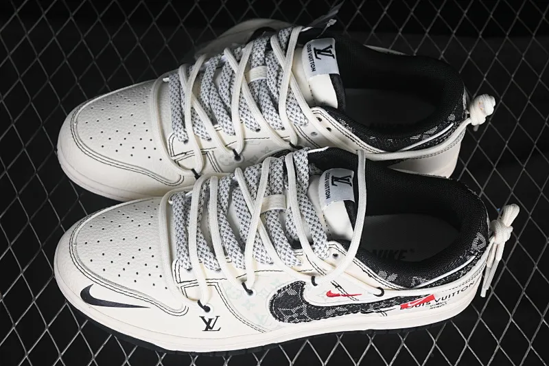 All categories Nk SB Dunk Series Nk SB Dunk Low High-end customized low-top sneakers Nike SB Dunk Low LV co-branded black canvas drawstring Anniversary high-end customized low-top casual sneakers YX5066-380